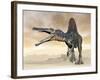 Spinosaurus Dinosaur Roaring in the Desert-null-Framed Art Print
