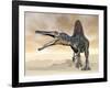 Spinosaurus Dinosaur Roaring in the Desert-null-Framed Art Print