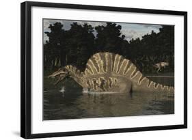 Spinosaurus Hunting for Fish in a Lake-Stocktrek Images-Framed Art Print