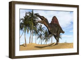 Spinosaurus Hunting in a Prehistoric Environment-null-Framed Art Print