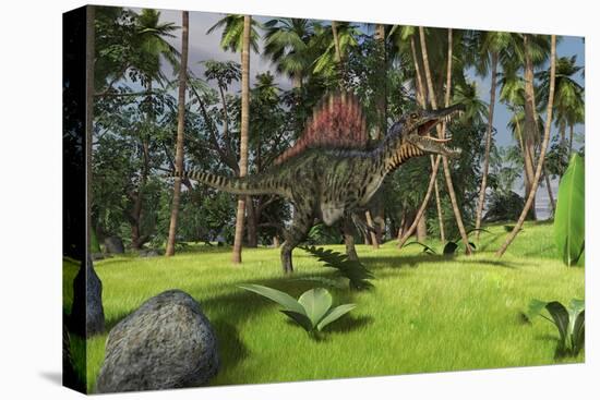 Spinosaurus Hunting in a Tropical Environment-null-Stretched Canvas