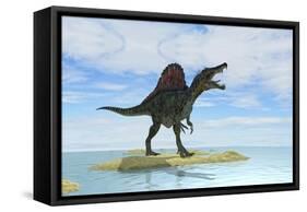 Spinosaurus Hunting in Prehistoric Waters-null-Framed Stretched Canvas
