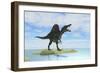 Spinosaurus Hunting in Prehistoric Waters-null-Framed Art Print