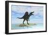 Spinosaurus Hunting in Prehistoric Waters-null-Framed Art Print