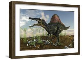 Spinosaurus in a Desert Landscape-null-Framed Art Print