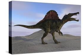 Spinosaurus on Barren Terrain-null-Stretched Canvas