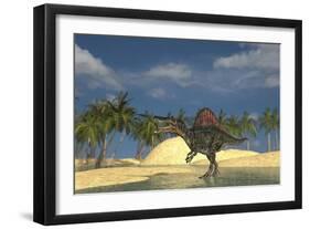 Spinosaurus Standing in Shallow Water-null-Framed Art Print