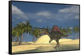 Spinosaurus Standing in Shallow Water-null-Framed Stretched Canvas
