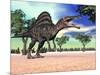 Spinosaurus Standing in the Desert with Trees-null-Mounted Art Print