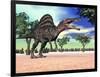 Spinosaurus Standing in the Desert with Trees-null-Framed Art Print