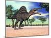 Spinosaurus Standing in the Desert with Trees-null-Mounted Art Print