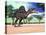 Spinosaurus Standing in the Desert with Trees-null-Stretched Canvas