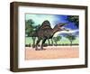 Spinosaurus Standing in the Desert with Trees-null-Framed Art Print