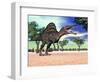 Spinosaurus Standing in the Desert with Trees-null-Framed Art Print