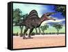 Spinosaurus Standing in the Desert with Trees-null-Framed Stretched Canvas