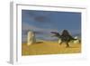 Spinosaurus Walking across a Grassy Field-null-Framed Art Print