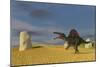 Spinosaurus Walking across a Grassy Field-null-Mounted Art Print