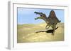 Spinosaurus Walking across Desert Terrain-null-Framed Art Print