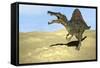 Spinosaurus Walking across Desert Terrain-null-Framed Stretched Canvas