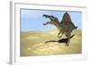 Spinosaurus Walking across Desert Terrain-null-Framed Art Print