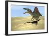 Spinosaurus Walking across Desert Terrain-null-Framed Art Print