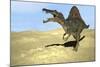 Spinosaurus Walking across Desert Terrain-null-Mounted Art Print