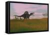 Spinosaurus Walking across Prehistoric Grasslands-null-Framed Stretched Canvas