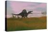 Spinosaurus Walking across Prehistoric Grasslands-null-Stretched Canvas