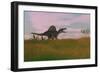 Spinosaurus Walking across Prehistoric Grasslands-null-Framed Art Print