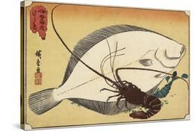 Spiny Lobster and Flounder, Early 19th Century-Utagawa Hiroshige-Stretched Canvas