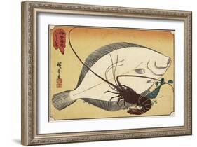 Spiny Lobster and Flounder, Early 19th Century-Utagawa Hiroshige-Framed Giclee Print