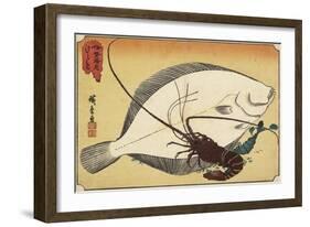 Spiny Lobster and Flounder, Early 19th Century-Utagawa Hiroshige-Framed Giclee Print