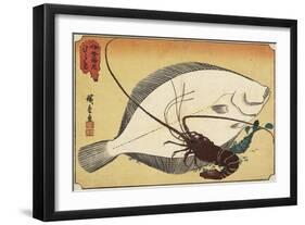 Spiny Lobster and Flounder, Early 19th Century-Utagawa Hiroshige-Framed Giclee Print