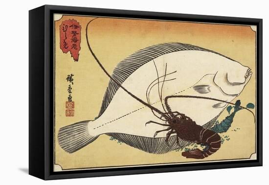 Spiny Lobster and Flounder, Early 19th Century-Utagawa Hiroshige-Framed Stretched Canvas