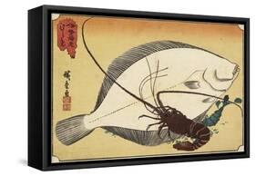Spiny Lobster and Flounder, Early 19th Century-Utagawa Hiroshige-Framed Stretched Canvas