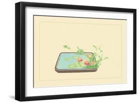 Spiraea Thumbergu and Water Lily-Sofu Teshigahara-Framed Art Print