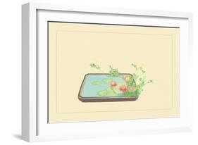 Spiraea Thumbergu and Water Lily-Sofu Teshigahara-Framed Art Print