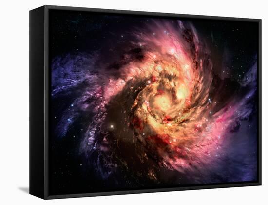 Spiral Galaxy In A Dark Space, Abstract Background-molodec-Framed Stretched Canvas