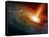 Spiral Galaxy System Glowing into Deep Space-paulista-Framed Stretched Canvas