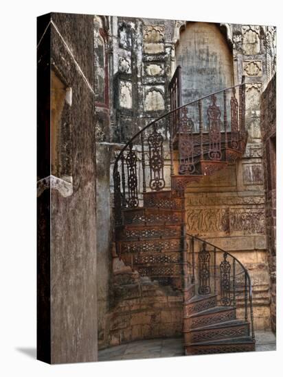 Spiral stairs, Mehrangarh Fort, Jodhpur, India-Adam Jones-Stretched Canvas