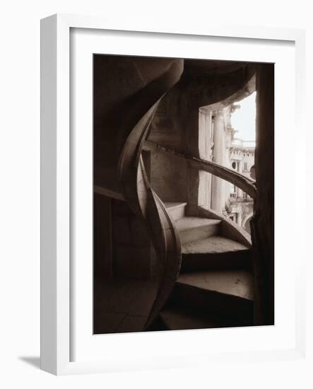 Spiral Stone Staircase in Convento de Cristo-Merrill Images-Framed Photographic Print