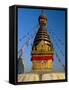 Spire and Prayer Flags of the Swayambhunath Stupa in Kathmandu, Nepal, Asia-Gavin Hellier-Framed Stretched Canvas