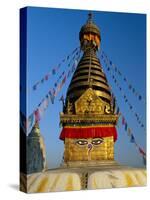 Spire and Prayer Flags of the Swayambhunath Stupa in Kathmandu, Nepal, Asia-Gavin Hellier-Stretched Canvas
