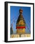 Spire and Prayer Flags of the Swayambhunath Stupa in Kathmandu, Nepal, Asia-Gavin Hellier-Framed Photographic Print