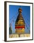 Spire and Prayer Flags of the Swayambhunath Stupa in Kathmandu, Nepal, Asia-Gavin Hellier-Framed Photographic Print