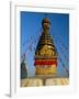 Spire and Prayer Flags of the Swayambhunath Stupa in Kathmandu, Nepal, Asia-Gavin Hellier-Framed Photographic Print