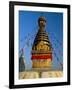 Spire and Prayer Flags of the Swayambhunath Stupa in Kathmandu, Nepal, Asia-Gavin Hellier-Framed Photographic Print