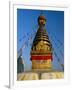 Spire and Prayer Flags of the Swayambhunath Stupa in Kathmandu, Nepal, Asia-Gavin Hellier-Framed Photographic Print