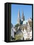 Spires of Notre Dame Cathedral, and Old Town, Chartres, Centre Val De Loire, France-Richard Ashworth-Framed Stretched Canvas