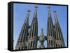 Spires of the Sagrada Familia, the Gaudi Cathedral in Barcelona, Cataluna, Spain, Europe-Jeremy Bright-Framed Stretched Canvas